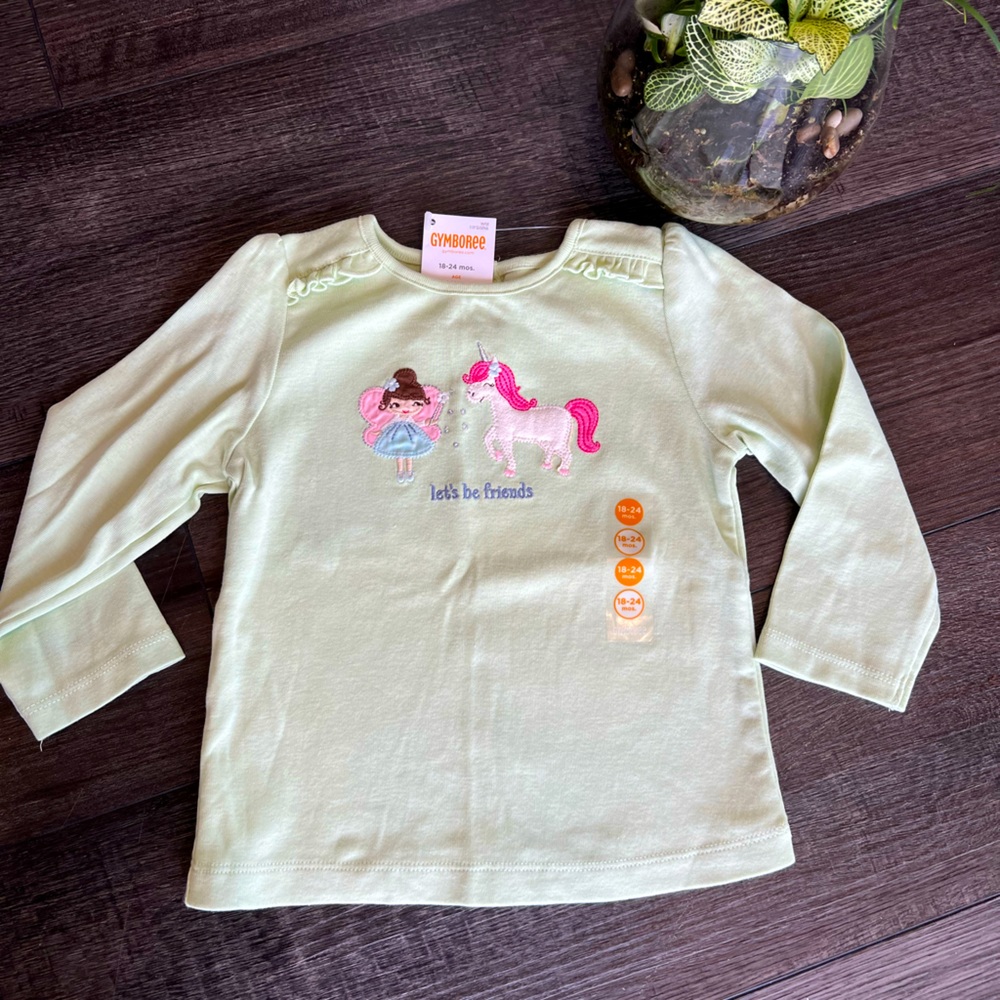 🦄 NWT 💜 Gymboree 18-24 months let’s be friends Fairy Unicorn long sleeve shirt